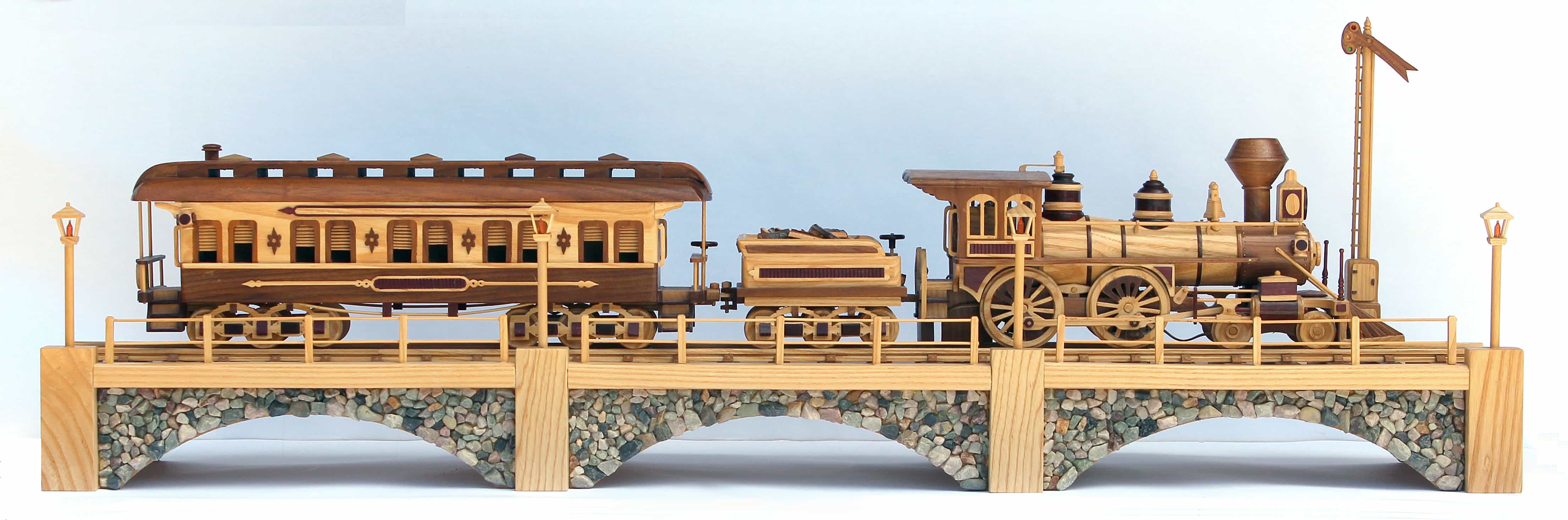 iron horse train with three cars. a woodworking plan from