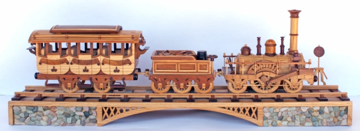 1835 Locomotive three car train and trestle woodworking plan