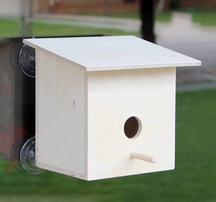 Bird house from woodworking plan that mounts on windows