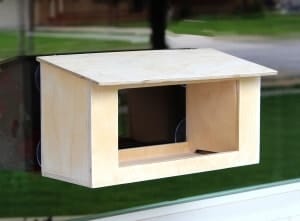 One of four bird structures from woodworking plans