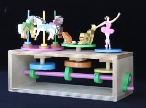 A great mechanical action toy that turns and raises up and down