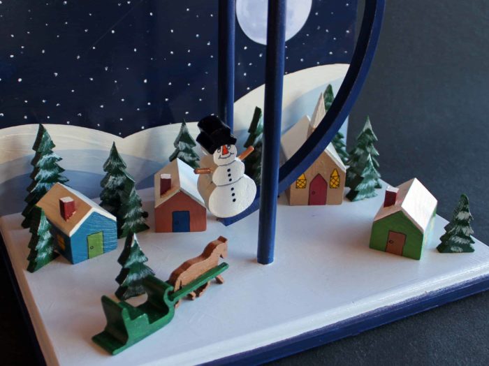 Base view of the Christmas Eve Santa swinging toy woodworking plan