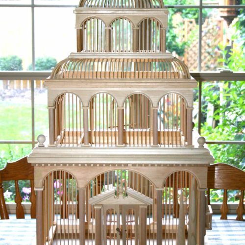 Functional bird cage built from woodworking plans