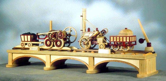 Woodwork patterns and text to build models of the first trains in England