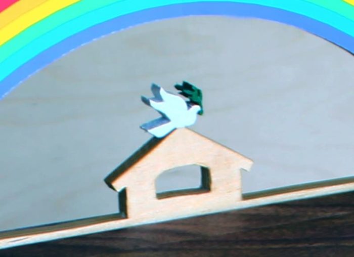 Close view of the top of the Noah's Ark wood project