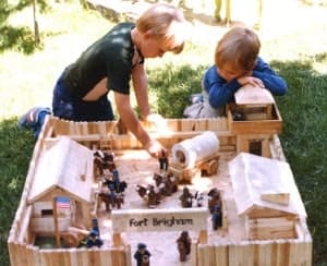 Packed with detail including men, horses, flag pole and canons