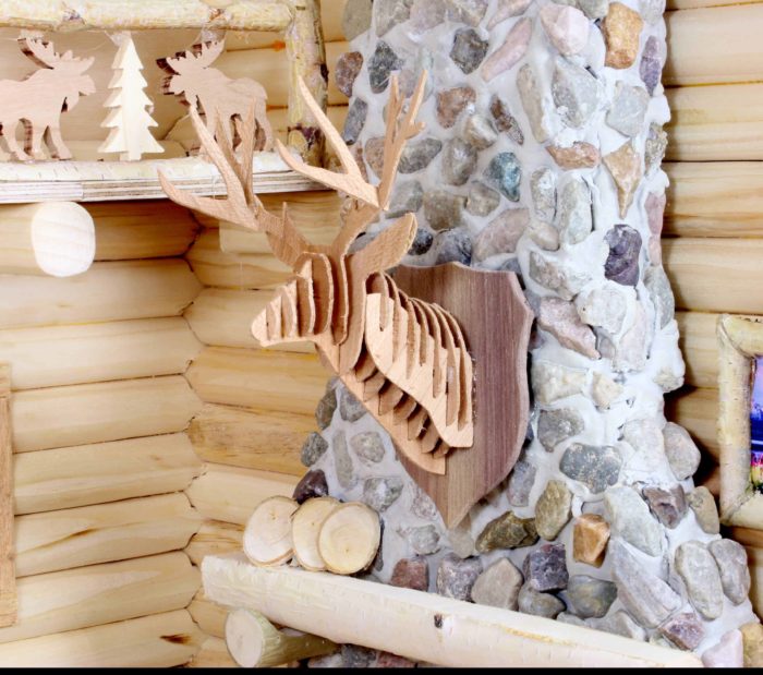 Deer head made from wood veneers , part of the large wood plan set. Full size patterns