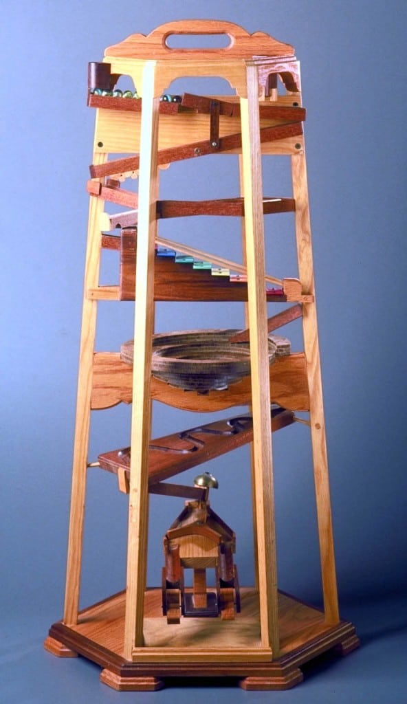 Woodworking plan for a Marble Tower with full size patterns to produce