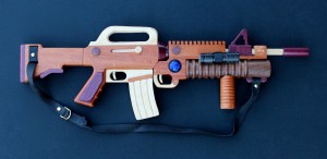 Pull-apart military weapon woodworking plan