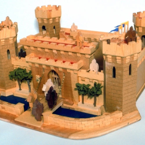 The drawbridge works and a grate lowers at the entrance. A great woodworking project