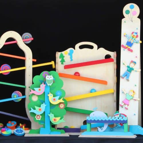 Playable, colorful toys all from one wood plan