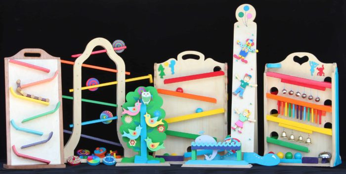 Playable, colorful toys all from one wood plan