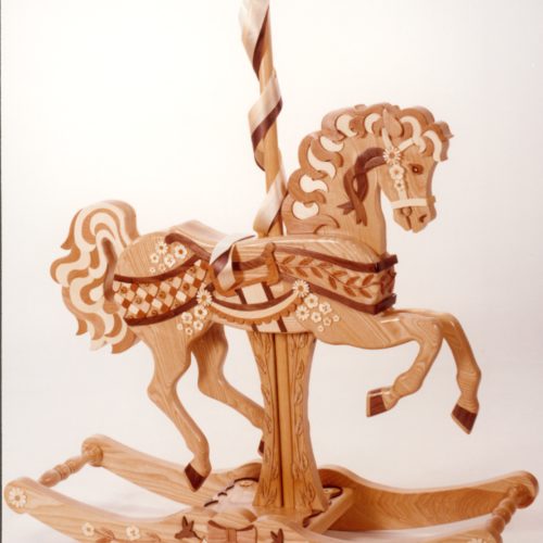 Flowers, ribbons and butterflies are part of the Wildflower Rocking Horse wood plan