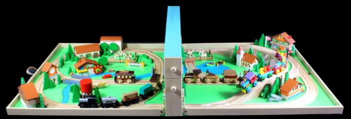 Large playset with standard size, Thomas Train size, playset