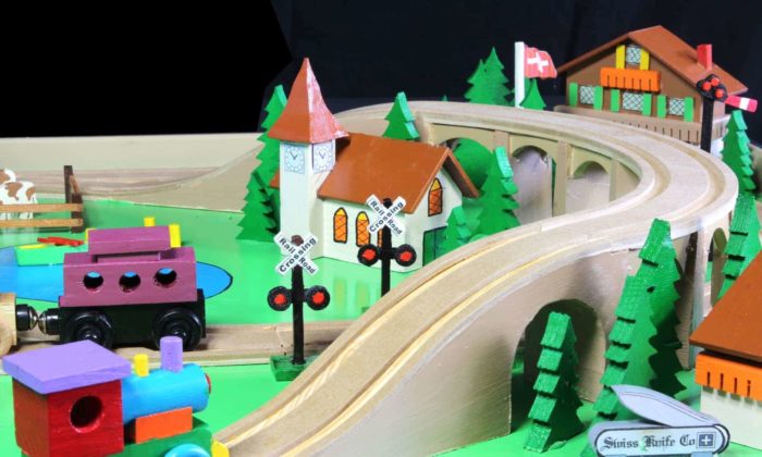 Church and other buildings in the Swiss Train wood project