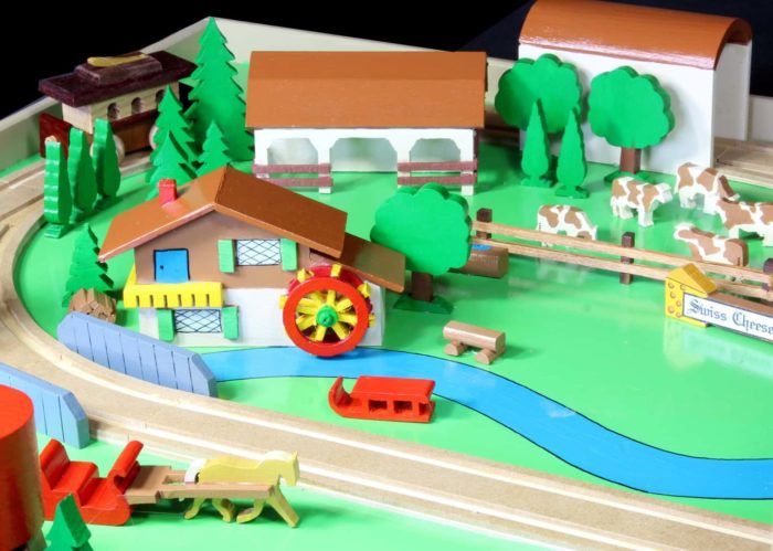 Swiss mountain setting for the Swiss train set in wood