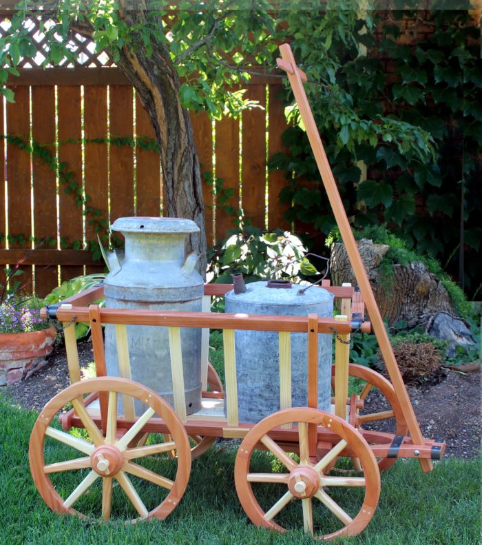 Garden Cart Woodworking project displayed with metal cans
